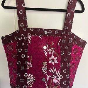 White House Black Market Pink and Brown Floral Top